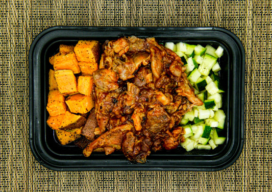 Pulled BBQ Chicken, Sweet Potato and Zuchinni